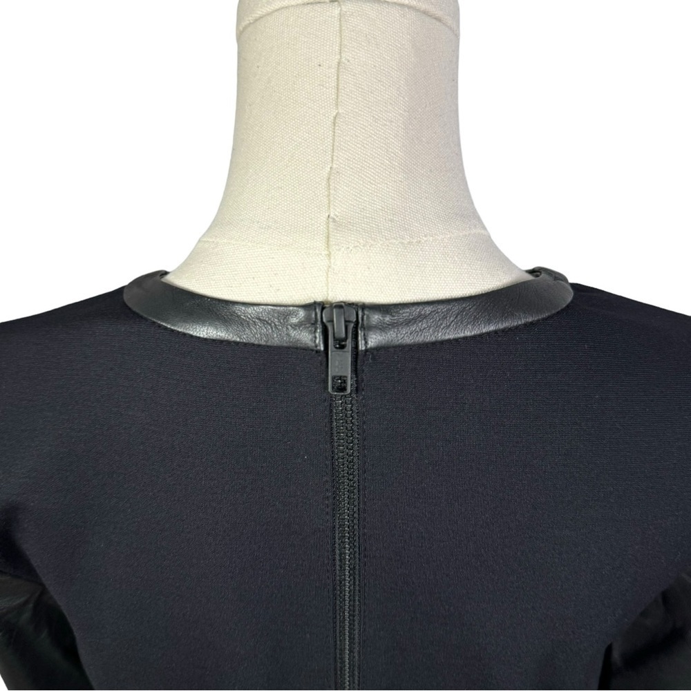 TROUVE ✘ Leather Shell Peplum Top Pleated Half Sleeve Cropped Zip Stretch Black - Picture 10 of 10
